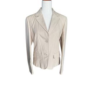 Bossini Women’s Khaki Cotton Blazer Neutral Jacket Business Casual Large